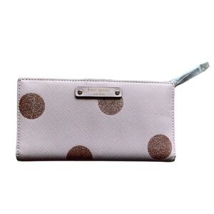 Kate Spade Haven Lane Stacy Wallet – Light Pink Glitter Polka Dot – RARE NWOT